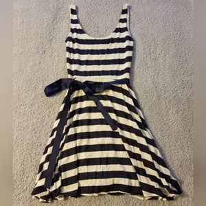 Delia's Navy and Cream Striped Sleeveless Fit and Flare Dress